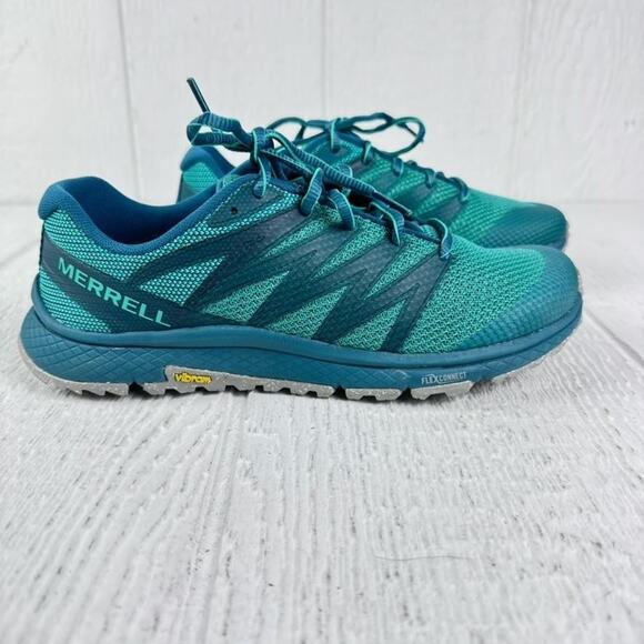 Merrell Trail Running Shoes Womens 9.5 Teal Vibram FlexConnect Hiking Camping - Picture 3 of 12
